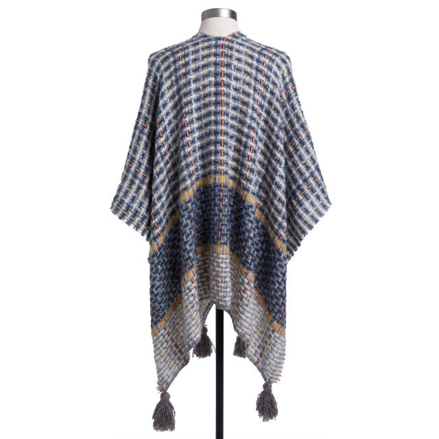 Woven Textured Kimono - Navy